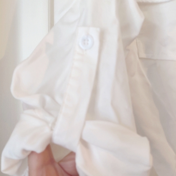 White Flowy Button Down Shirt - Picture 5 of 6